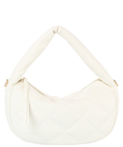 Quilted Puffy Hobo Shoulder Bag HG-0158M WHITE